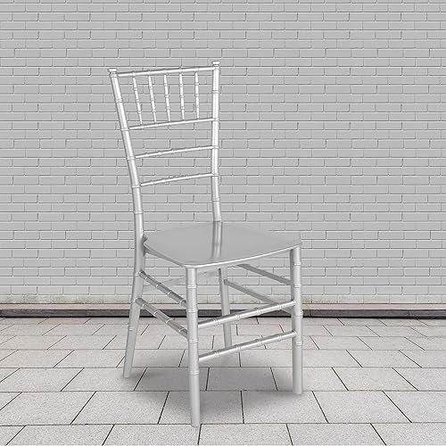 Miniatura 2 de Flash Furniture Paquete de 2 sillas Chiavari apilables de resina plateada de la serie HERCULES plateado,Negro,Champán,Dorado,Blanco,Oro