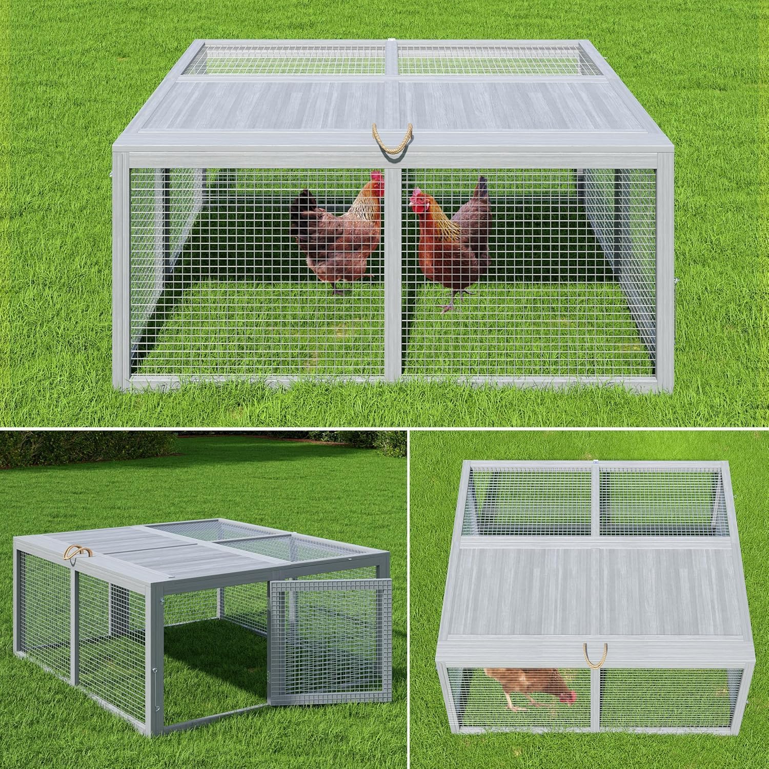 Recinto de conejo plegable exterior e interior, con asa, 115 x 50 x 105 cm
