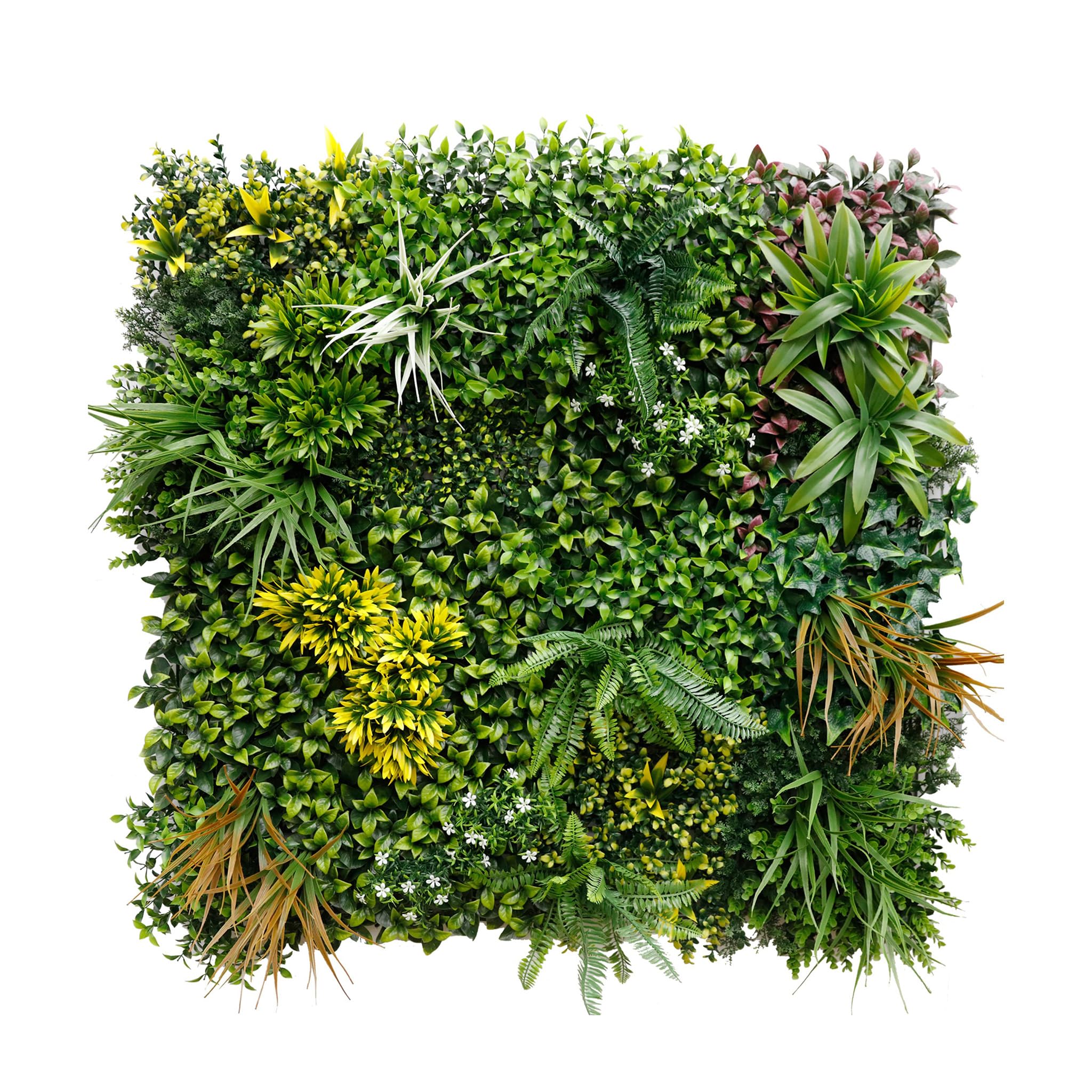 KARAT Ścianka na rośliny Spring Garden 100 x 100 cm, sztuczna ściana z systemem zatrzaskowym, wierna naturalna, bez pielęgnacji zielona ściana, do użytku wewnątrz i na zewnątrz