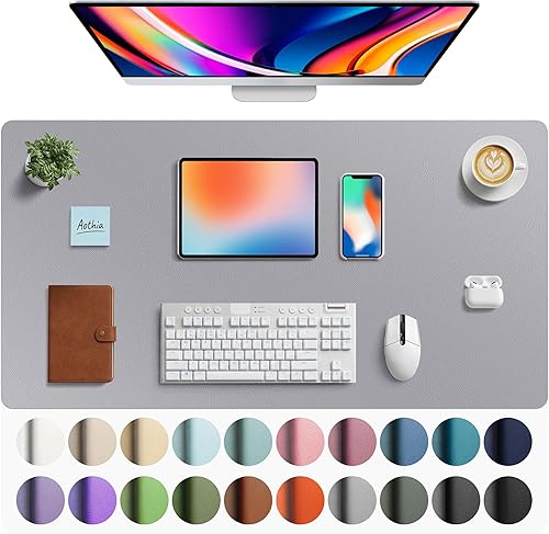 Miniatura 122 de Aothia Protector de escritorio de cuero, alfombrilla para ratón, alfombrilla de escritorio de oficina, secante de escritorio de cuero PU