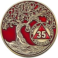 Vista 66 de Medallón AA de 5 años – Árbol de la Vida trenzado chapado en oro AA Chip de recuperación – morado