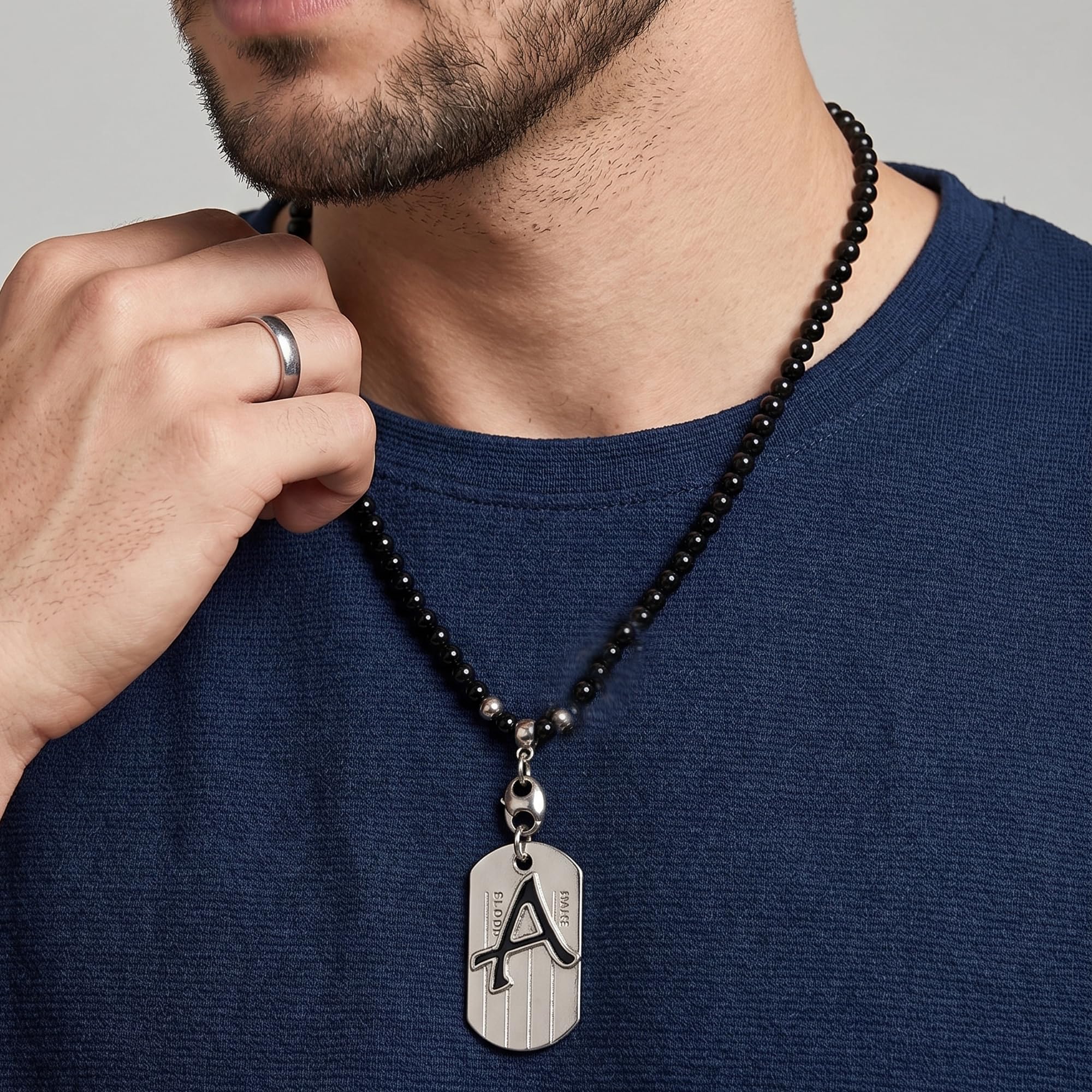 D2fashion Premium A Letter Charm Pendant | Classic Black Beaded Chain-image-45