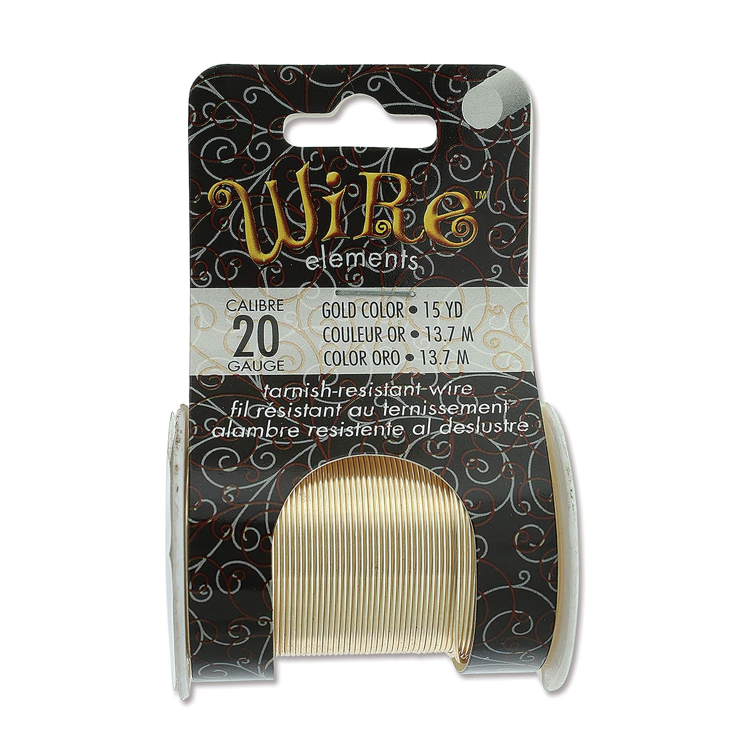 The Beadsmith Wire Elements 20-Gauge Lacquered Tarnish-Resistant Copper Wire for Jewelry Making, 15 Yard, 13.72 Meter Spool (Gold)