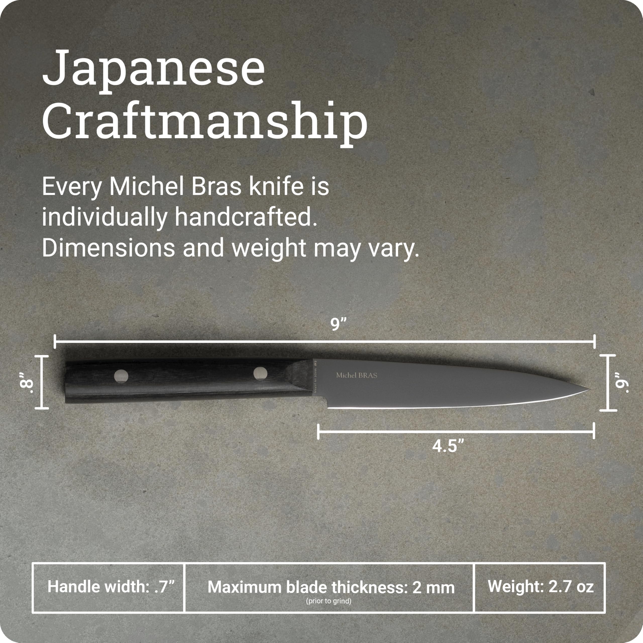 KAI Michel BRAS Quotidien Coltello multiuso No.2 con lama da 12 cm - lama multiuso rivestita in titanio in acciaio A8 - legno Pakka nero - Made in Japan