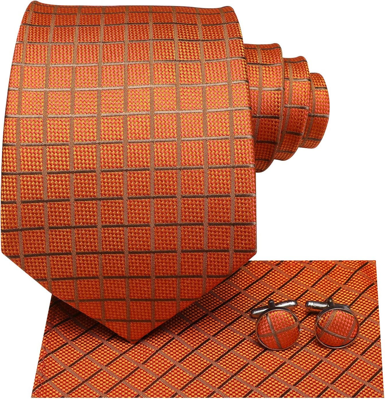 Hi-Tie Men's Tie Sets Silk Paisley Striped Necktie Pocket Square Cuff-links Sets Wedding Business Holiday - Image 2