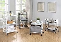 Vista 8 de SunnyPoint Carrito utilitario con ruedas de 3 niveles, organizador de almacenamiento de metal con ruedas, carrito de cocina móvil, organizador