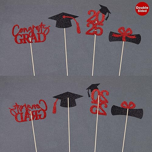 Miniatura 4 de Gexolenu 16 centros de mesa de graduación de doble cara color rojo brillante para mesas decoración de mesa de graduación 2023 centro de mesa