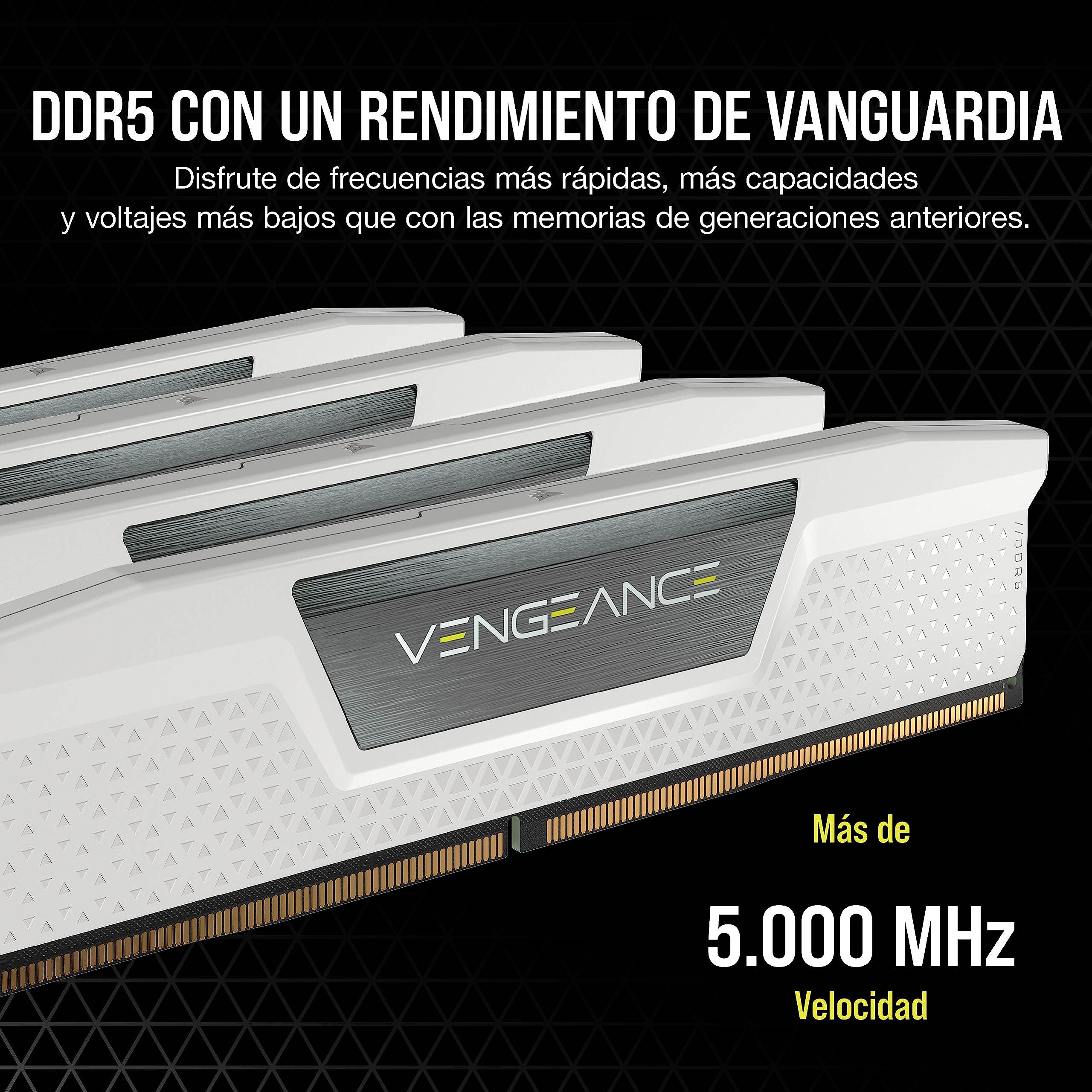 CORSAIR Vengeance DDR5 64GB (2 x 32GB) hasta 5600MHz Intel RAM | Memoria Gaming de Sobremesa, Compatible con Intel XMP 3.0, CL40, Blanco, CMK64GX5M2B5600C40W
