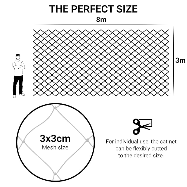 Foto 5 de 8 de FinoPet Red para gatos para balcón, 8 x 3 m, transparente, incluye material de fijación