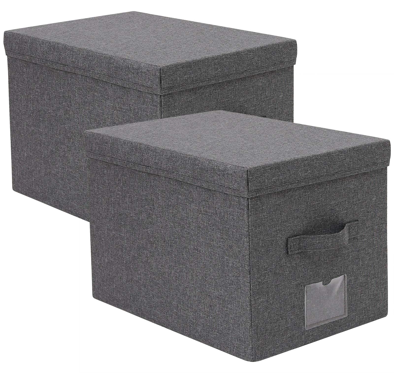 Office Study Legal/Art/A3/A4 Papers Documents Storage Baskets with Sturdy Lid, Label Pocket & Handle