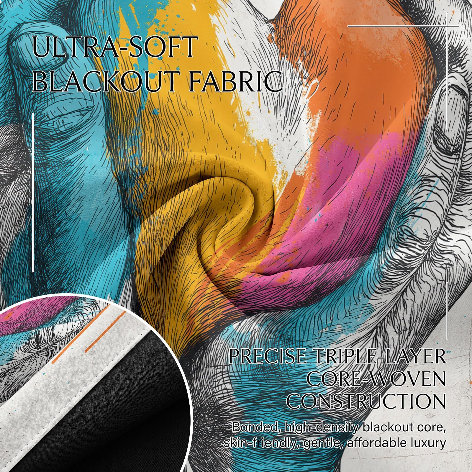 Rideau Isolant Graffiti Amour Forme De Cœur Rideau Occultant Thermiques Anti Froid et Chaleur, Économie d'Énergie, Idéal pour Chambre et Salon 110 x 215 cm, Beige, 2 Pièces