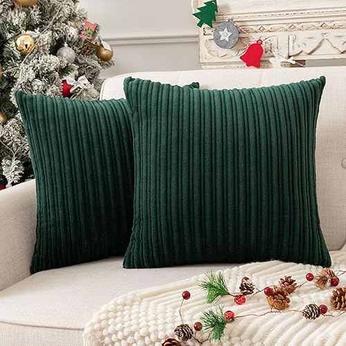 Miniatura 580 de UGASA - Juego de 2 fundas de almohada de terciopelo a rayas, funda decorativa para cojín con cremallera oculta para el hogar, sofá, dormitorio,