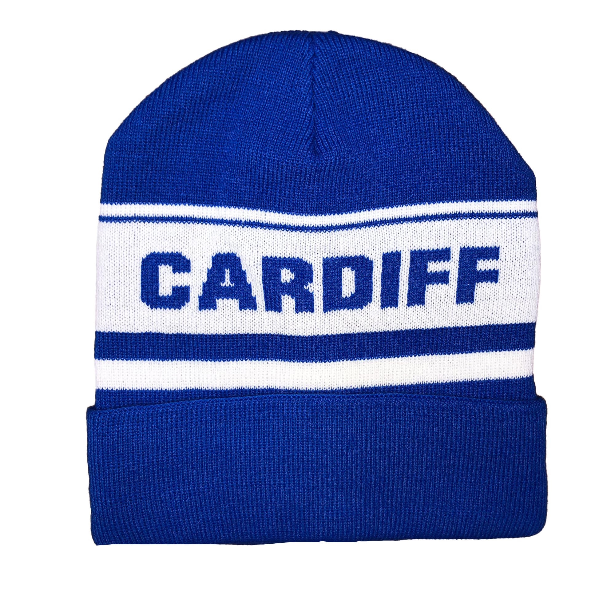 Beyond Happy Cardiff Blue and White Ski Hat - Stylish Winter Beanie for Bluebirds Fans - Ultimate Football Hat for Comfort and Warmth (UK, Alpha, One Size, Bronx Hat)