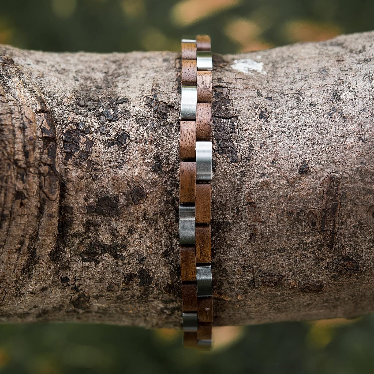BOBO BIRD Mens Wooden Bracelet Stylish Wood & Stainless Steel Combined Wooden Bangle Jewelry Great Gift for Men