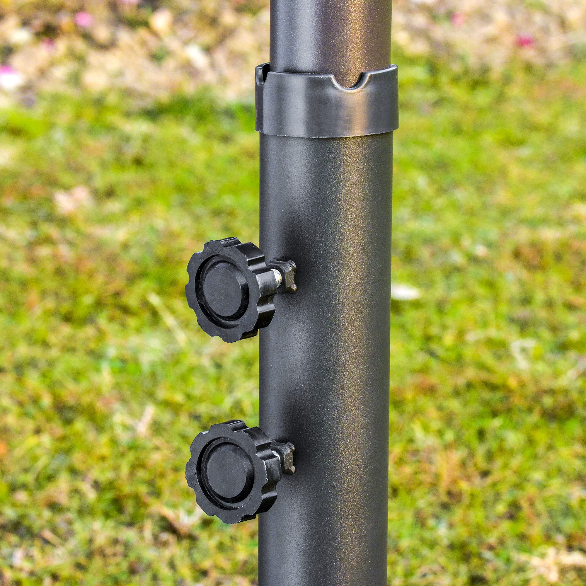 Outsunny Ombrellone da Giardino Doppio a 12 Stecche con Base a Croce e Apertura a Manovella, Ombrellone da Terrazzo con Sacchi di Sabbia, in Acciaio e Poliestere, 455x265x238 cm