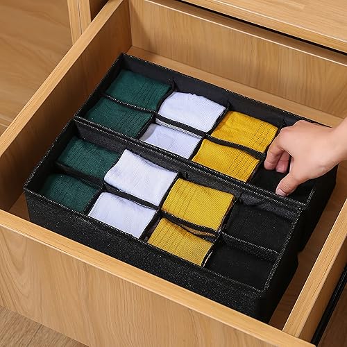 Miniatura 16 de Qozary Paquete de 3 divisores organizadores de cajones de ropa interior, cajas de almacenamiento plegables para ropa, calcetines, lencería, ropa