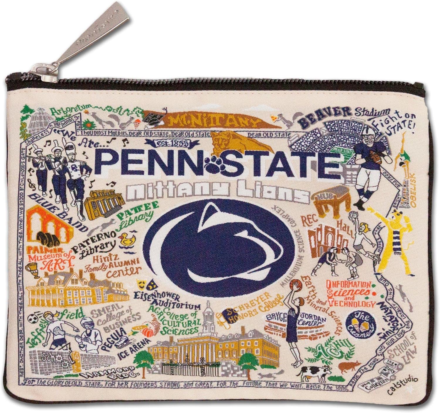 Catstudio Collegiate Zipper Pouch, Penn State University Travel Toiletry Bag, Ideal Gift for College Students or Alumni, Makeup Bag, Dog Treat Pouch, or Travel Purse Pouch