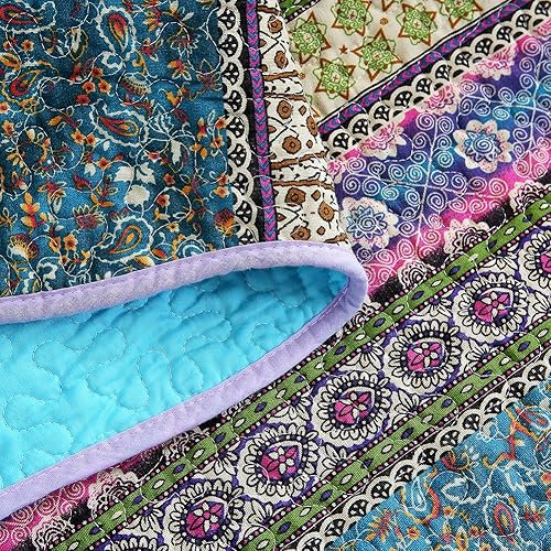 Miniatura 7 de NEWLAKE Juego de colcha de retazos de algodón de 3 piezas y manta de edredón