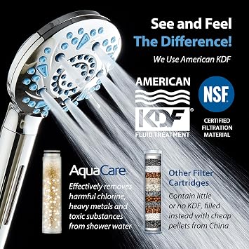 AquaCare High Pressure 10-mode Filter Handheld Shower Head with Built-in Power Wash - Clean Tub, Tile & Pets, Remove Chlorine, Metals & Toxins from Water to Protect Skin, Hair & Nails. Chrome Finish