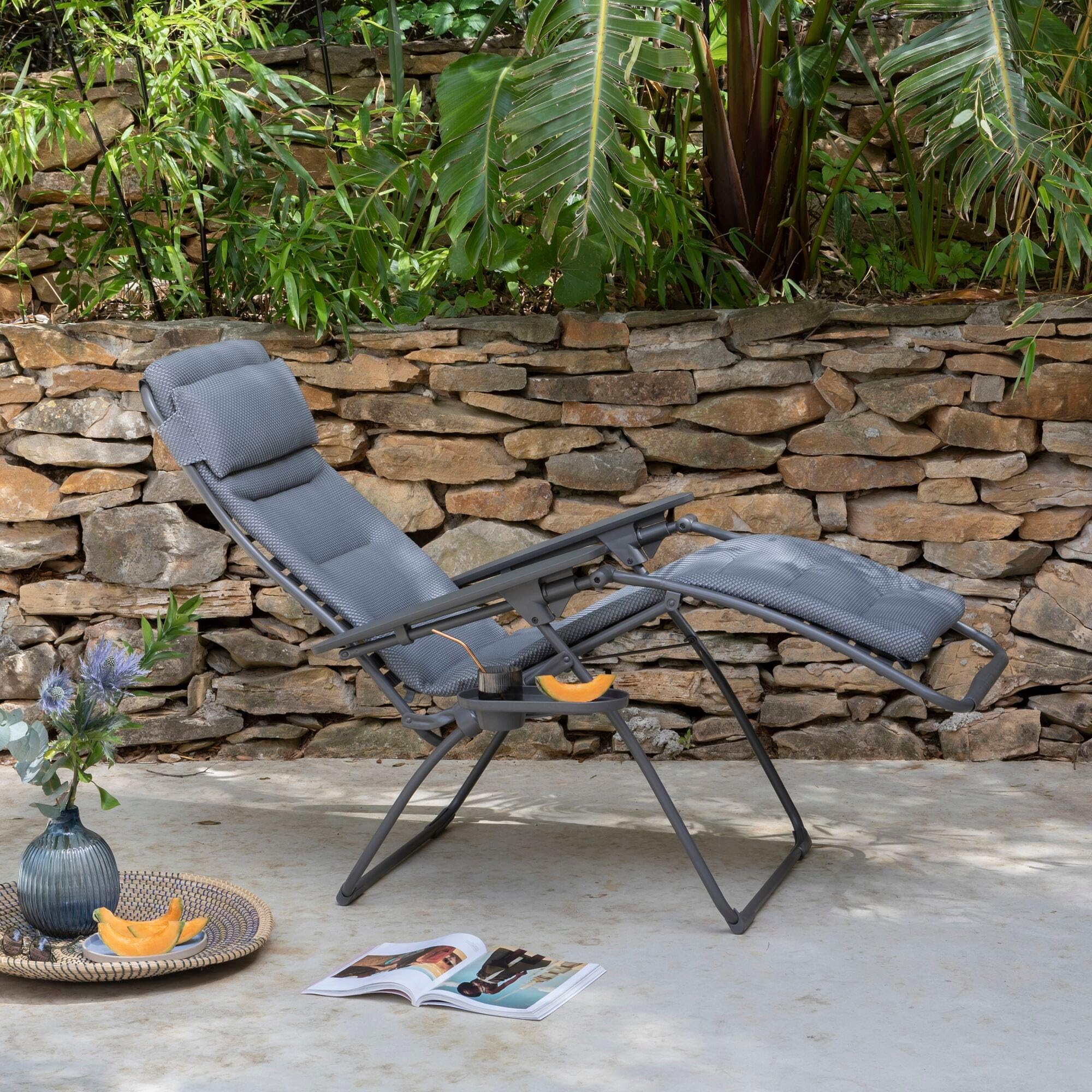 Lafuma MOBILIER - Gepolsterte Zero-Gravity-Relaxliege-Garten - Futura - BeComfort® - Grau Silver LFM3130_8901-5 Jahre Garantie