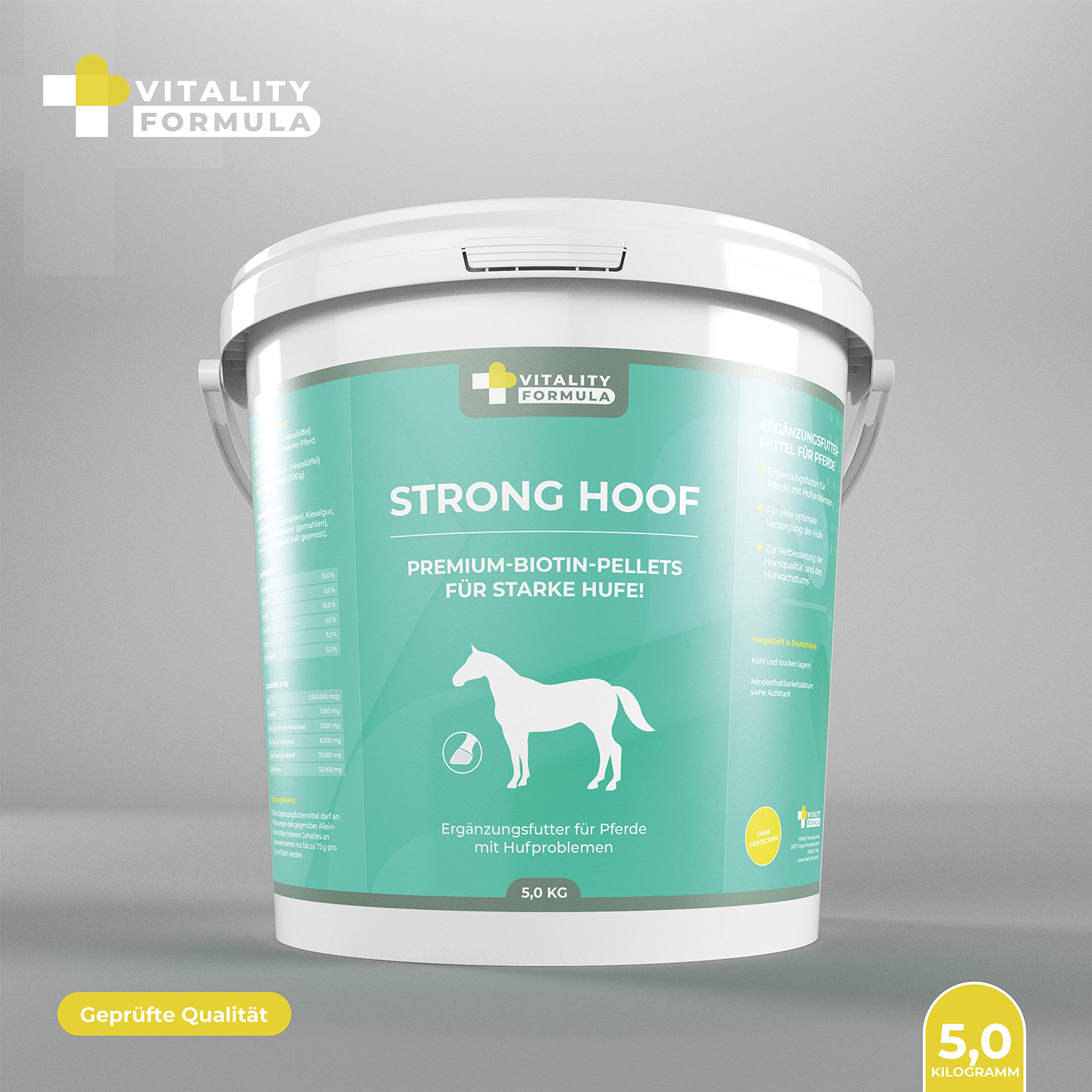 Flex Strong Hoof 5 kg Eimer Premium Ergänzungsfuttermittel für Pferde | Biotin-Pellets mit Zink, Kupfer und Vitaminen zur Nahrungsergänzung | bei Hufproblemen | besseres Hufwachstum