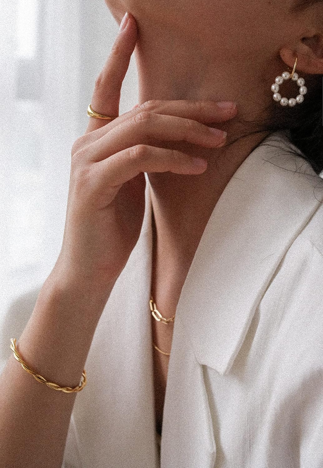 Shapes Studio 18K Gold Plated Titanium Minimalist French Twist Rope Cuff Bangle, Women Bracelet, Gold Cuff Bracelet, Never Tarnish, Women Gift