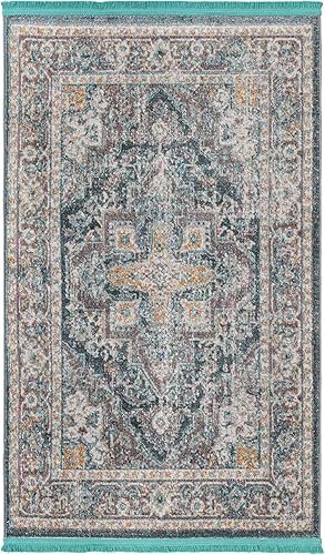 Miniatura 3 de Unique Loom Baracoa Collection - Alfombra de área - Prado (3' x 5' 1" Rectángulo, Gris Azul)