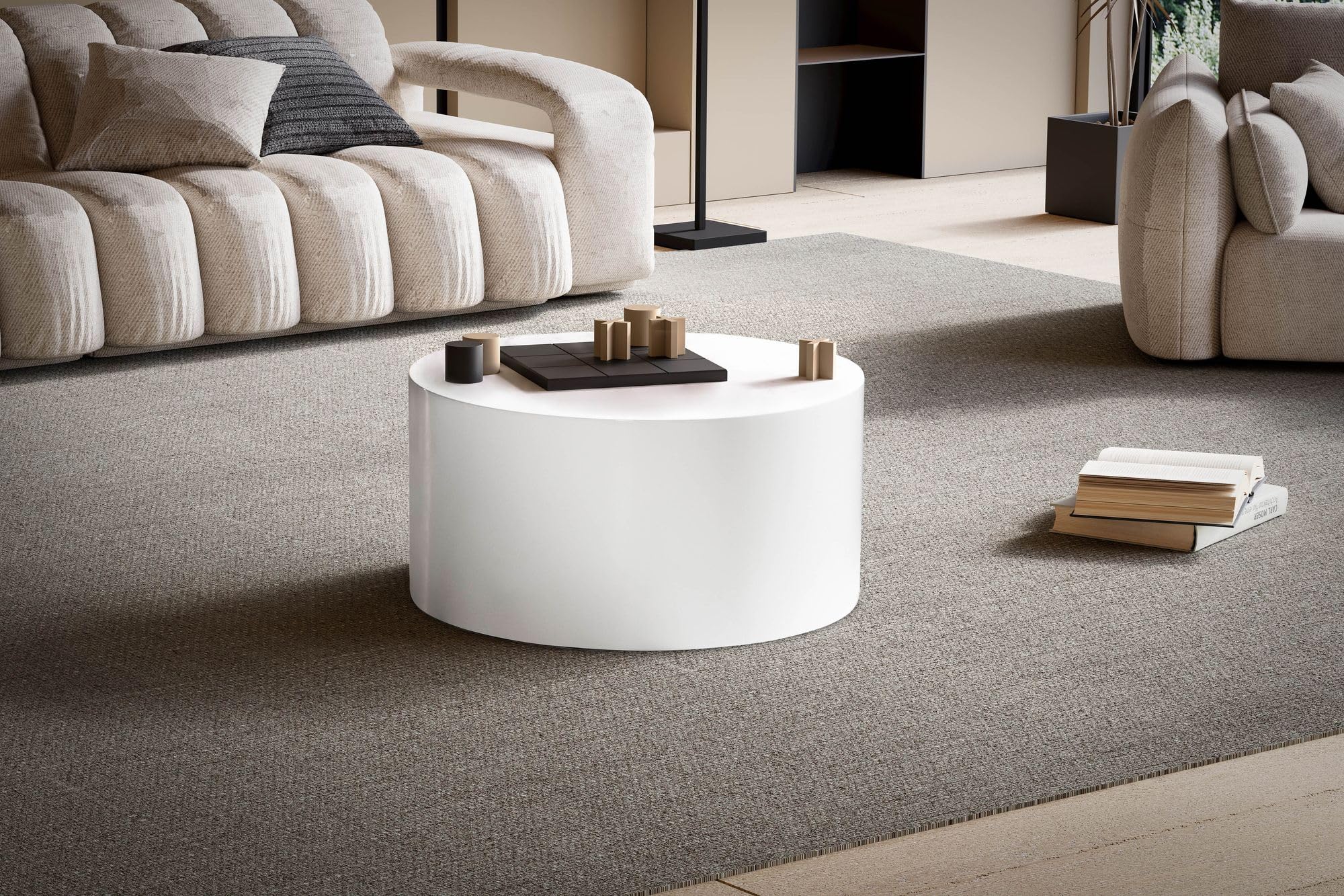 FineBuy Table Basse MONOBLOC Ronde 60x60x30 cm Blanche Brillante