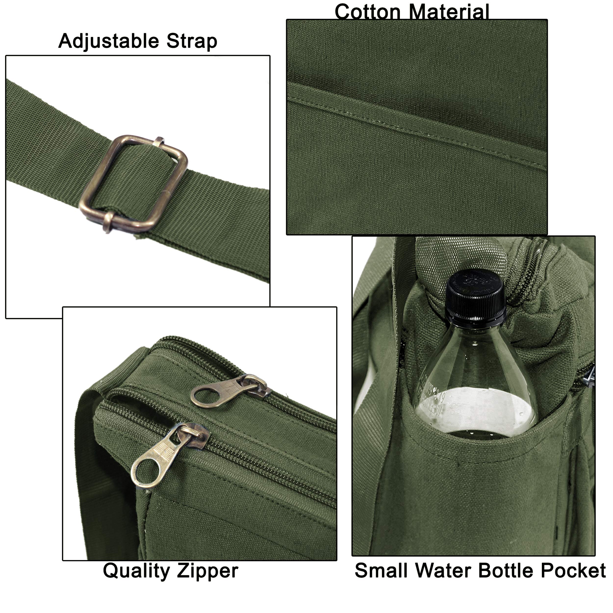 DAHSHA Cotton Crossbody Sling Bag, Olive Green, 24x8.8x21.5 cm 2