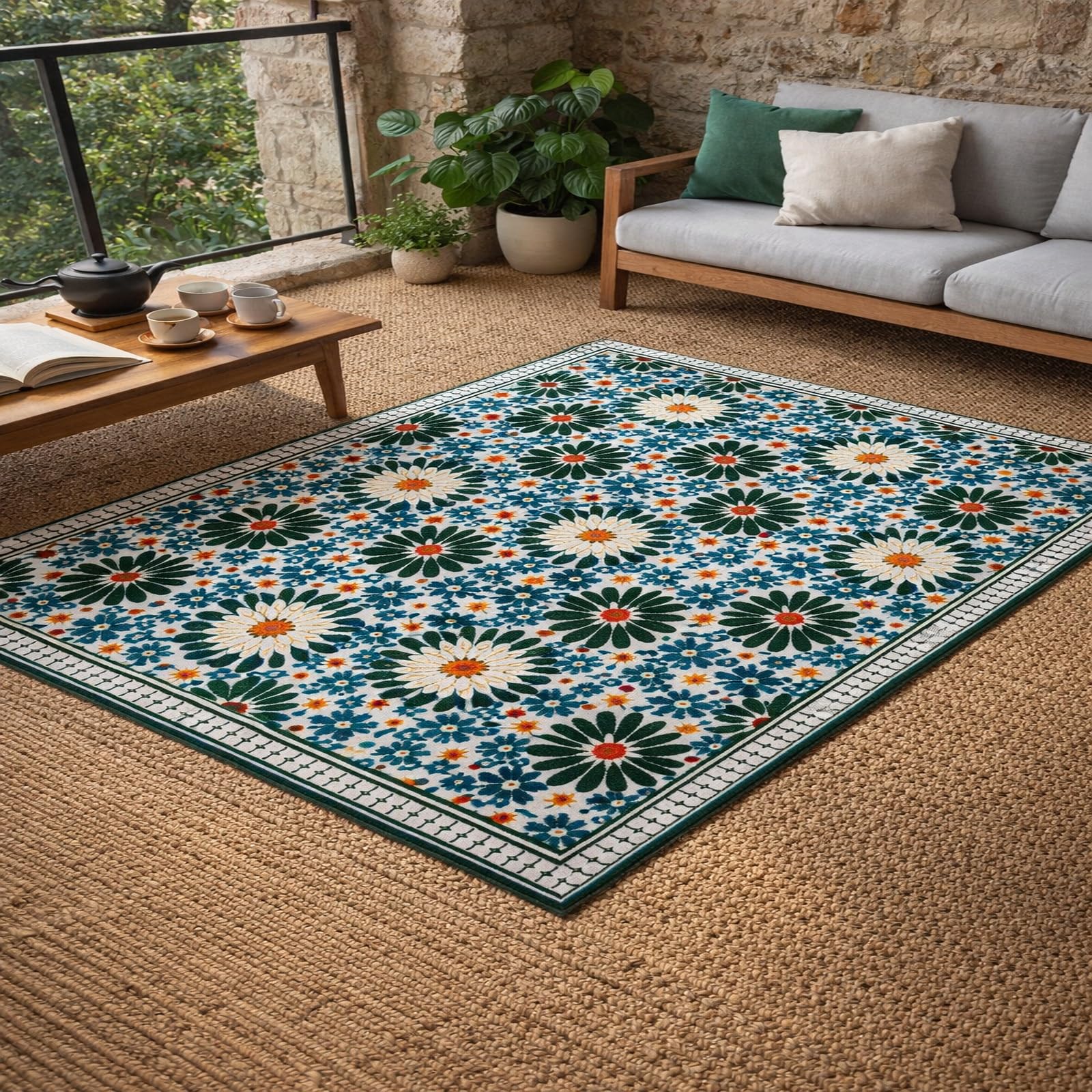 Tapis de zone salon multicolore pour un intérieur moderne