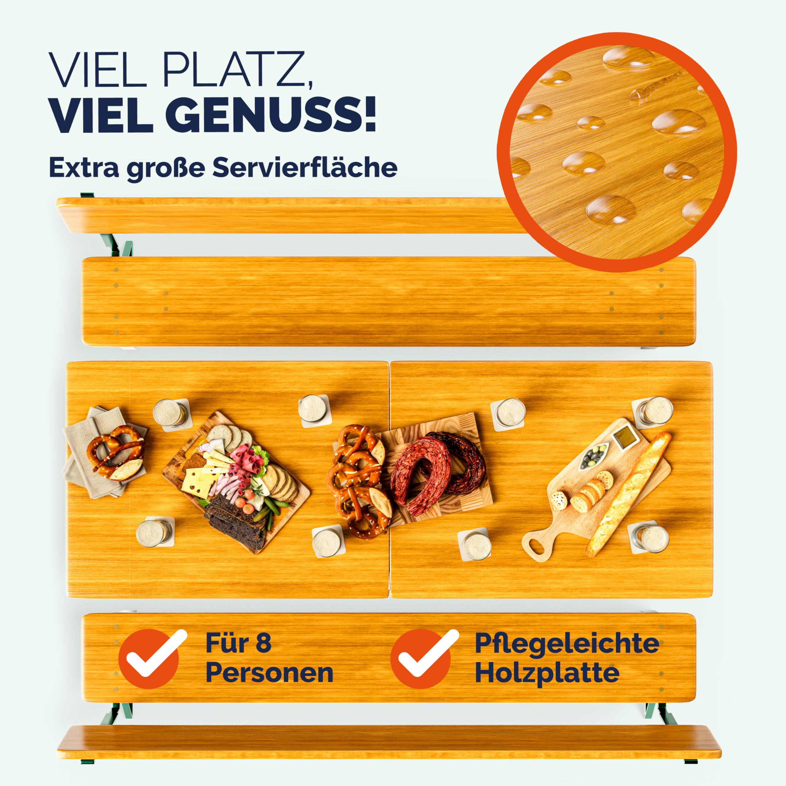 Casaria® Bierzeltgarnitur mit Lehne 170 cm Klappbar Stabil 2X Bierbank 1x Breiter Tisch Holz Biertischgarnitur Festzeltgarnitur Biergartengarnitur
