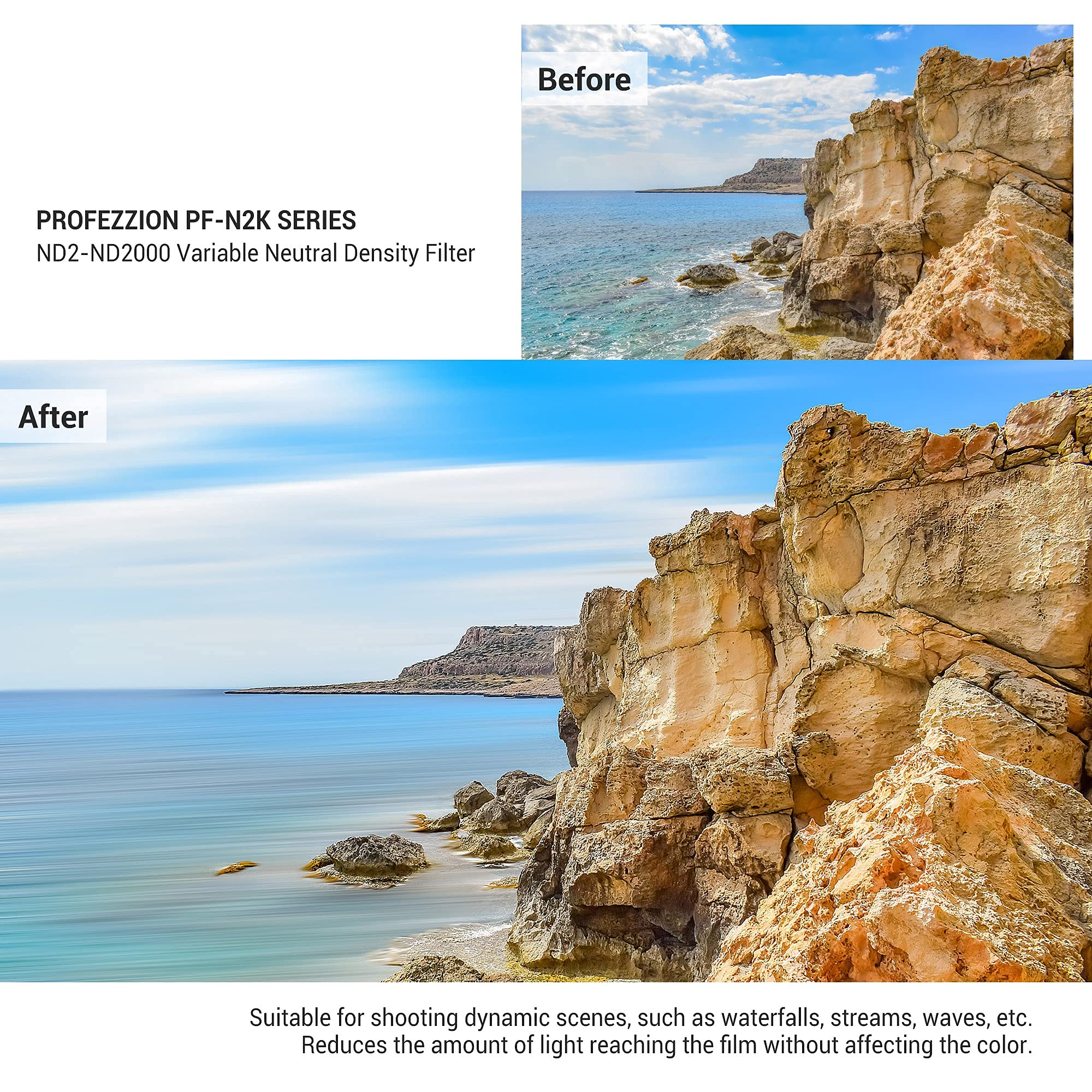 PROfezzion ND Filtro 77mm Variable ND2-2000 Filtro de Densidad Neutra para Canon EF 16-35mm f4L, EF 24-70mm f4L, RF 14-35mm f4L, RF 35mm f1.4L, Nikon Z 24-70mm F2.8, Z 24-120mm F4 y más Objetivos 77mm | Para Canon RF 24-105mm f/4L is USM, RF 14-35 f/4L is