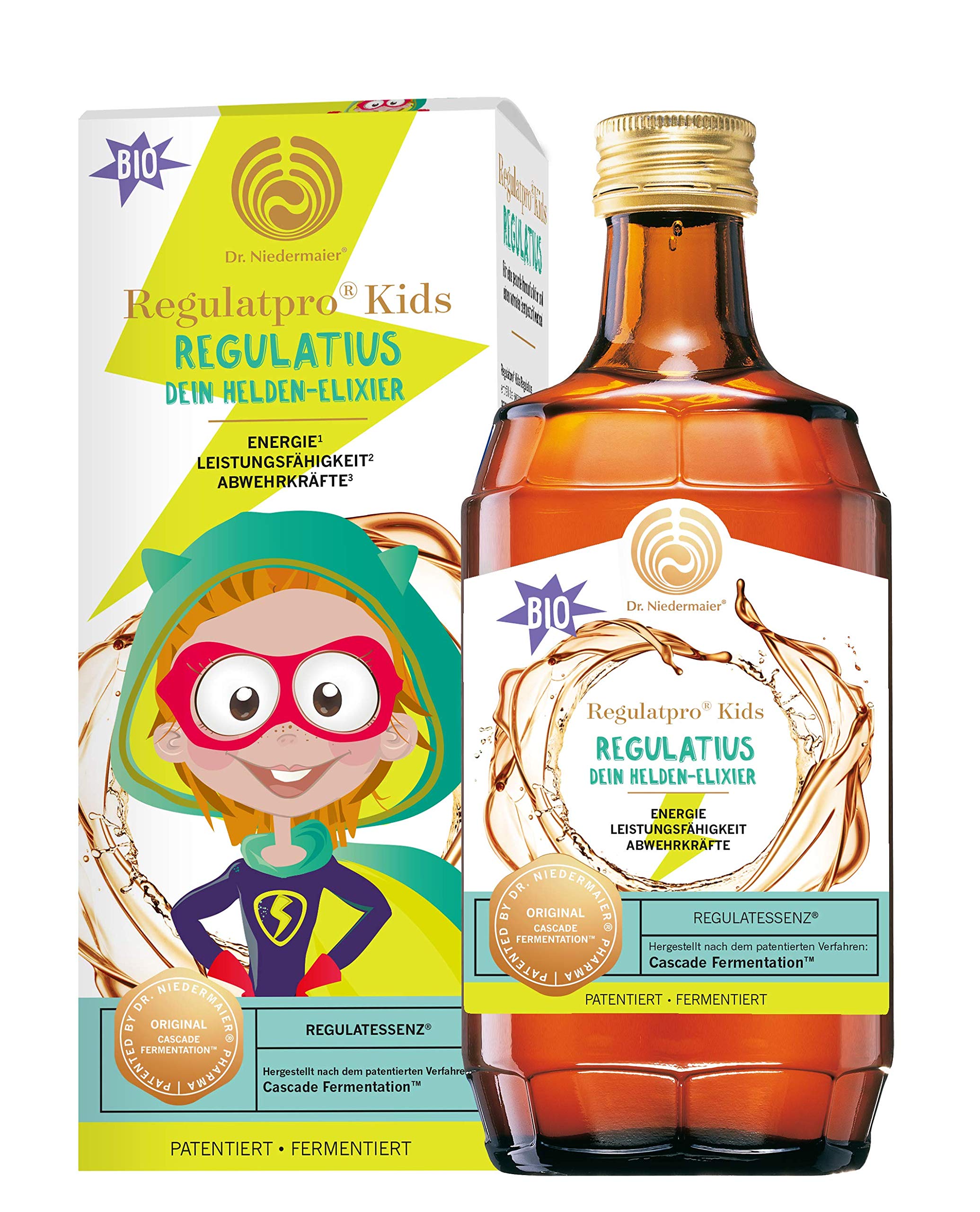 Dr. Niedermaier Regulatpro® Kids Regulatius I enthält natürliches Vitamin C für Kinder I Immunsystem stärken I mit Agavendicksaft I ab 2 Jahren, für eine rein pflanzliche Immunregulierung I 3x 350ml