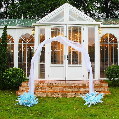 Miniatura 5 de THORISE Arco de boda dorado de 6.5 x 7.3 pies, soporte de arco de globo circular, soporte de arco de metal para boda, fiesta de cumpleaños y