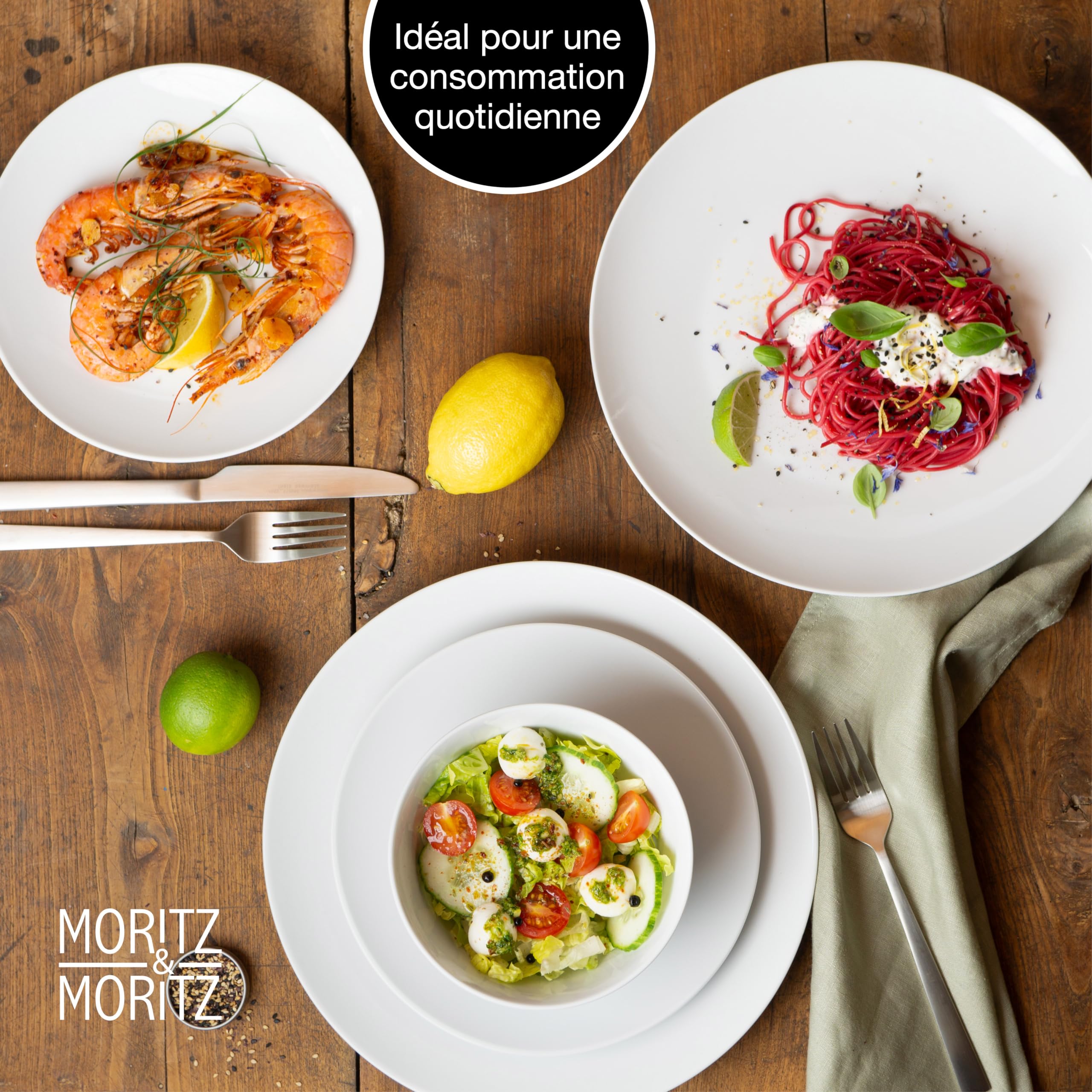 Moritz & Moritz BASIC Service De Table 18 Pièces Porcelaine 6 Personnes Blanc