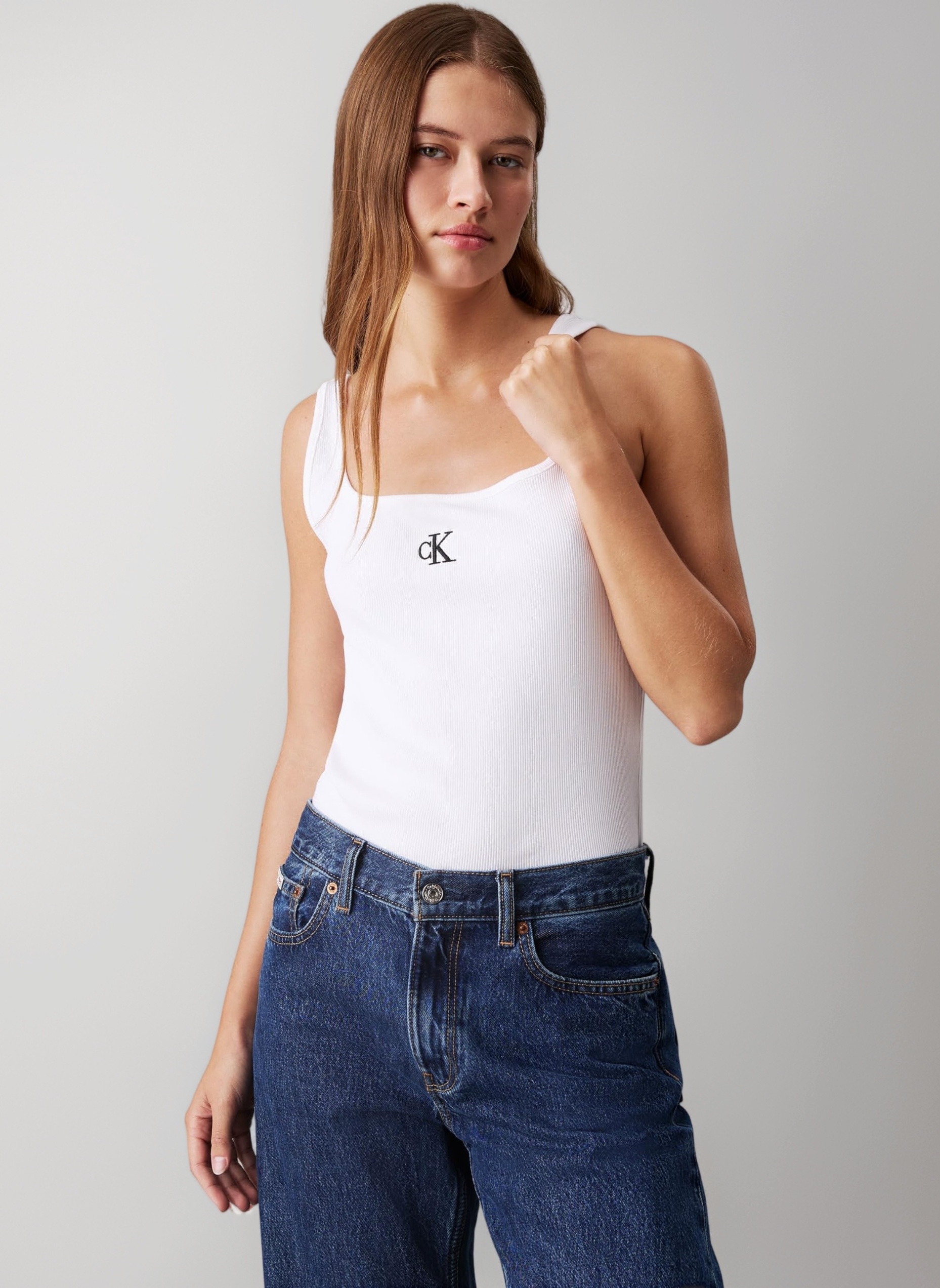 Women’s Ck Round Neck Rib Tank Top