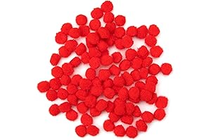 Cousin DIY 1/2 Inch Mini Red Poms (Pack of 100) for Arts and Crafts