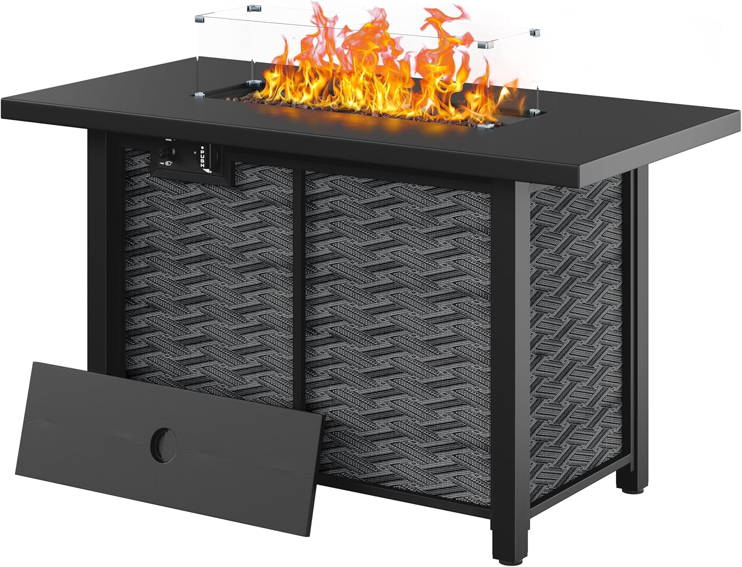 SUNLEI 43" Propane Fire Pit Table 50000 BTU, 2 in 1 Fire Pits & Outdoor Fireplaces with Rain Cover