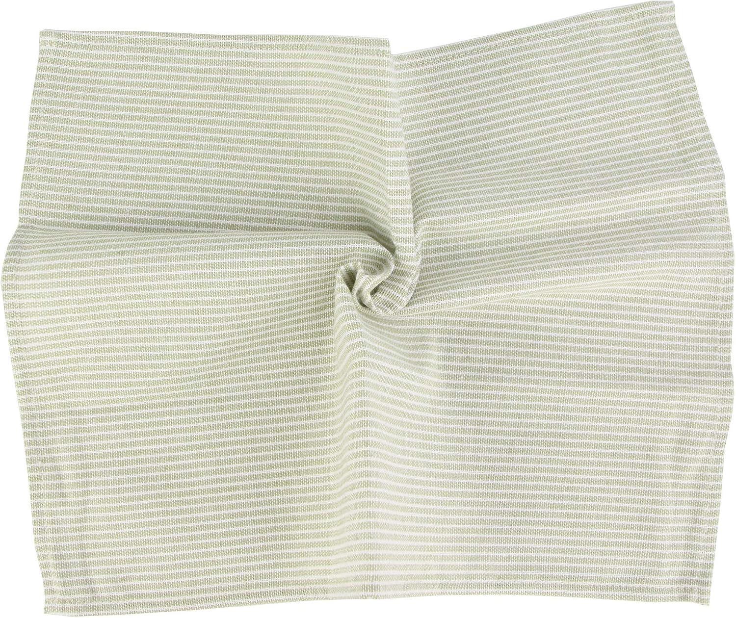 Narrow Striped Cotton Linen Blended Dinner Cloth Napkins - Set of 12 (40 x 30 cm) - for Events & Home Use (Green)