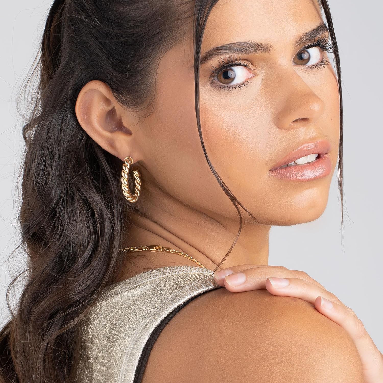 Barzel 18k Gold Plated Chunky Twisted Hoop Earrings, 5mm Thick, 10-40mm Sizes, Open Hoop Earrings for Women - Image 3