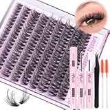Fluff Lash Extension Kit Wispy Eyelash Extension Kit 10-18MM Natural Lash Clusters 180PCS Cluster Eyelash Extensions with Lash Bond and Remover and Lash Applicator DIY Lashes Extension by Pleell