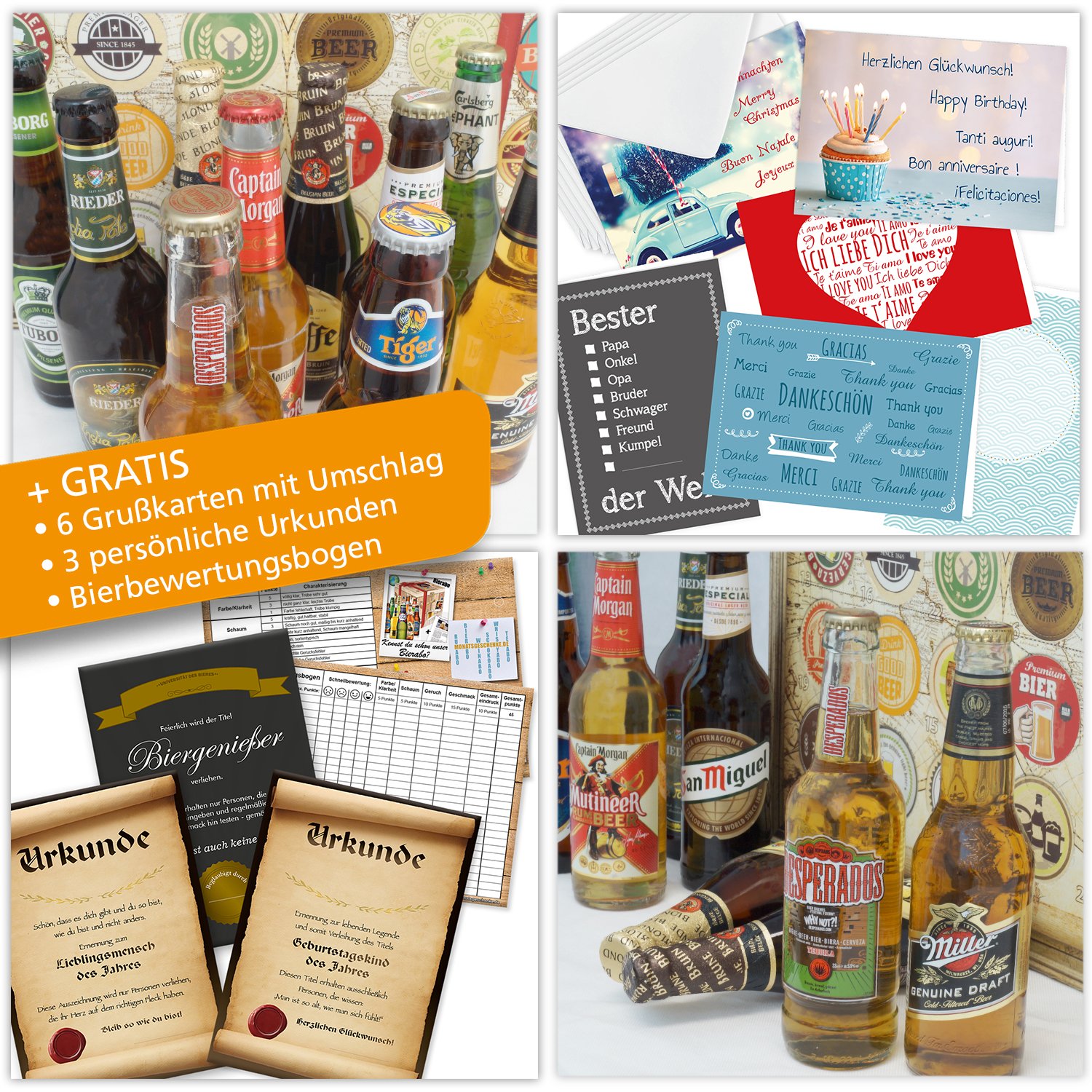 Monatsgeschenke Bier Adventskalender - 24 Biere aus aller Welt für Männer | Adventskalender Erwachsene mit Bierbuch, Bewertungsbogen, Urkunden & Geschenkkarten