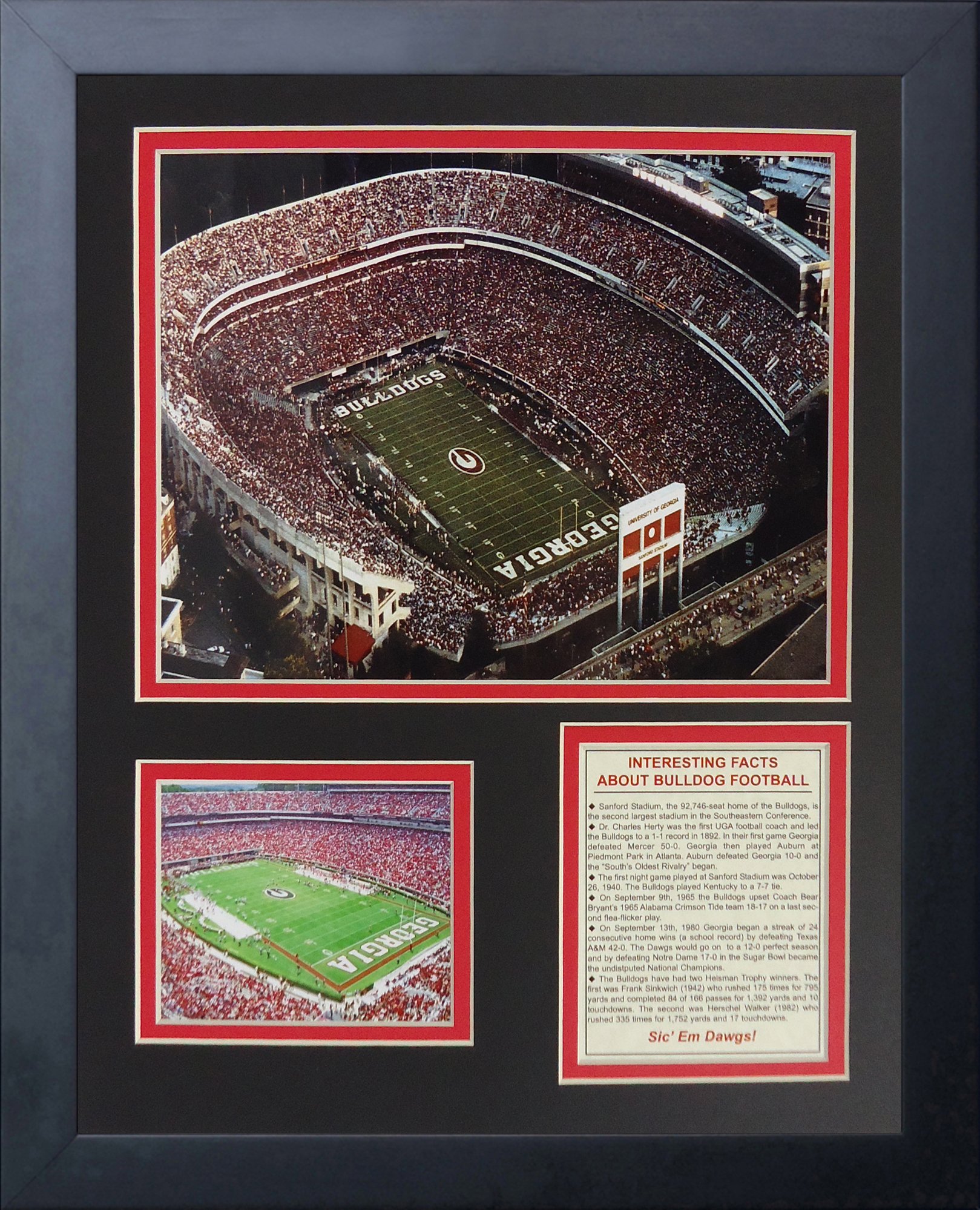 Legends Never Die Georgia Bulldogs Sanford Stadium Framed Photo Collage, 11 by 14-Inch