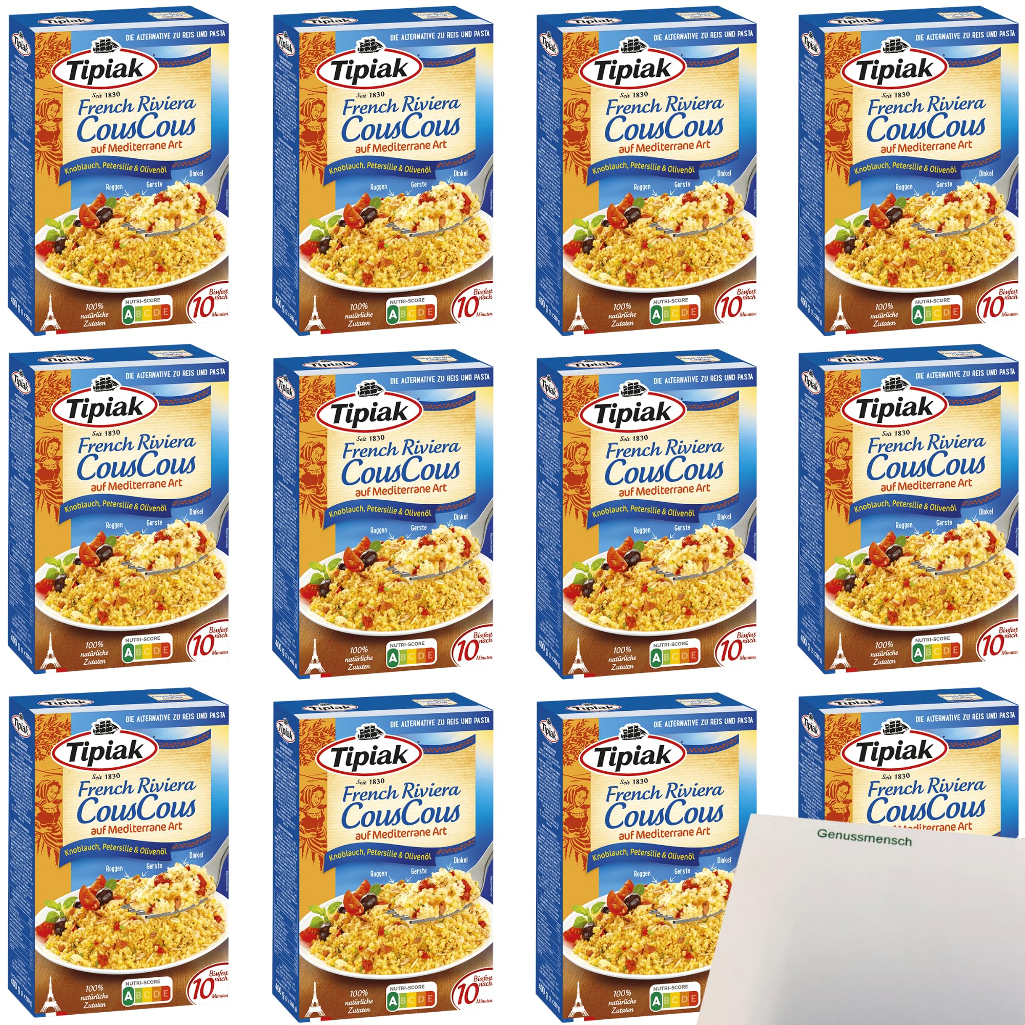 usy Bundle für Tipiak CousCous auf mediterrane Art VPE (12x400g Packung) + usy Block