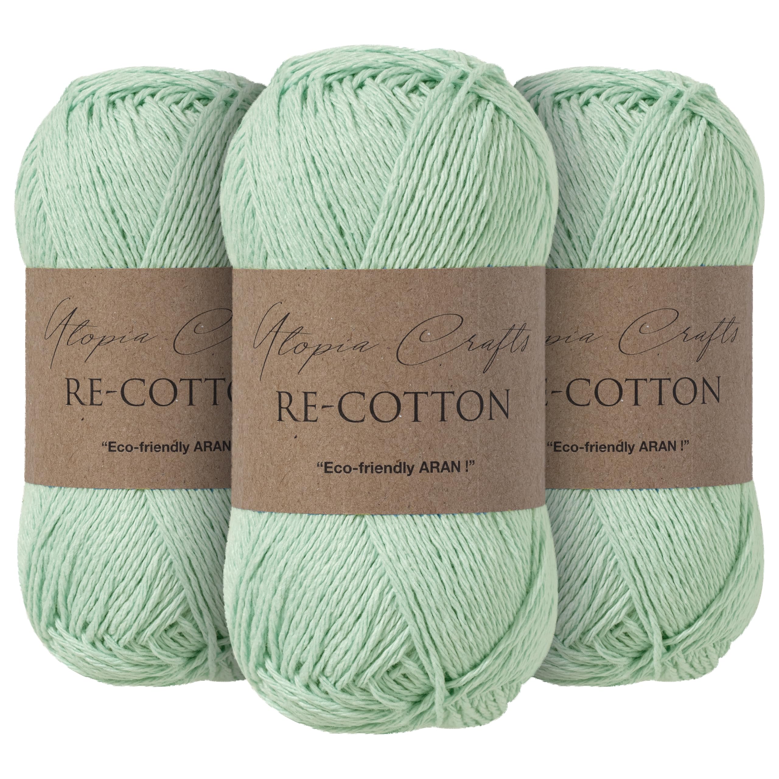 Utopia Crafts Re-Cotton Knitting Yarn 3X 100g (Aqua)