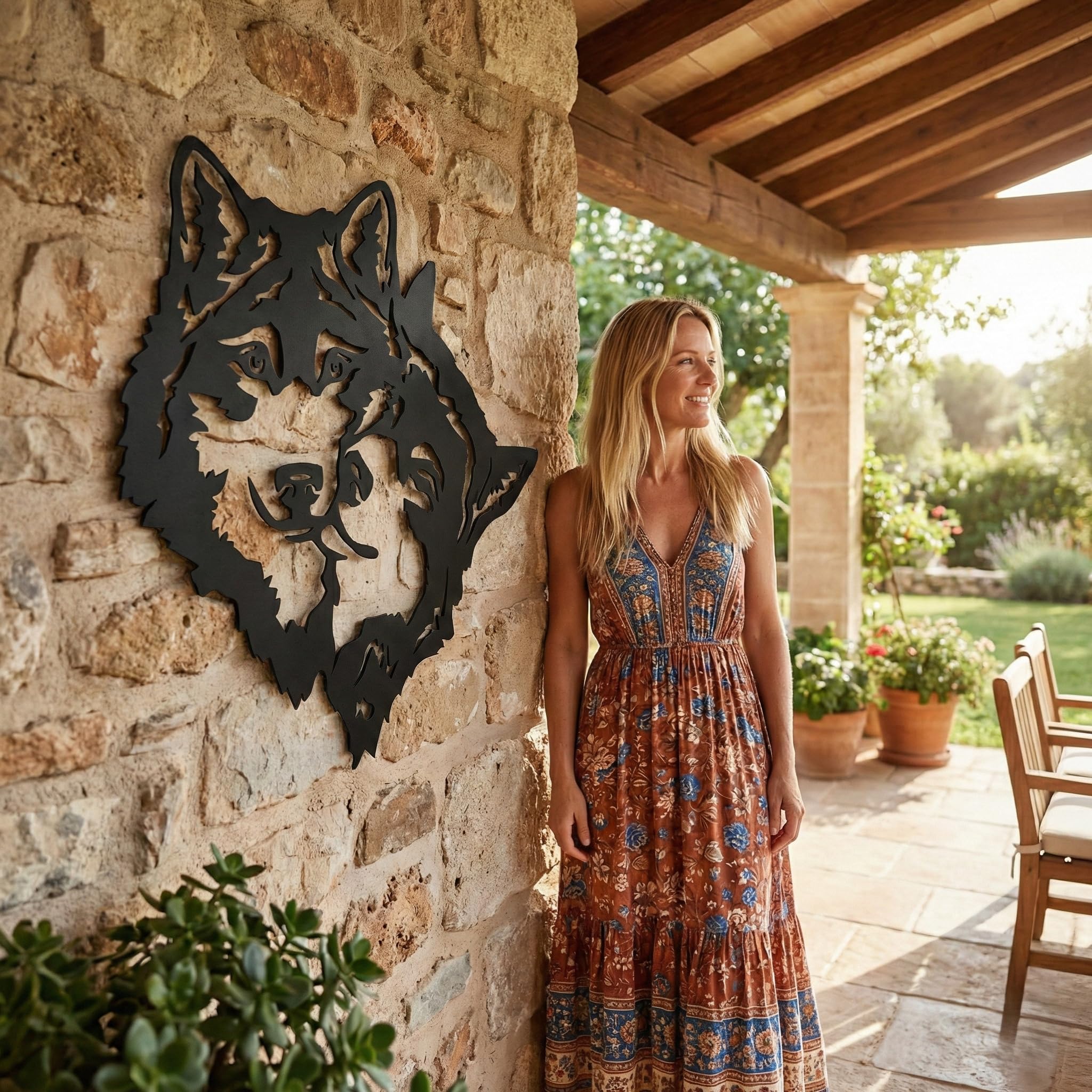 DEKADRON Décoration murale en métal – Silhouette de loups – Décoration murale en métal pour maison, bureau, chambre à coucher, salon (58 x 58 cm)