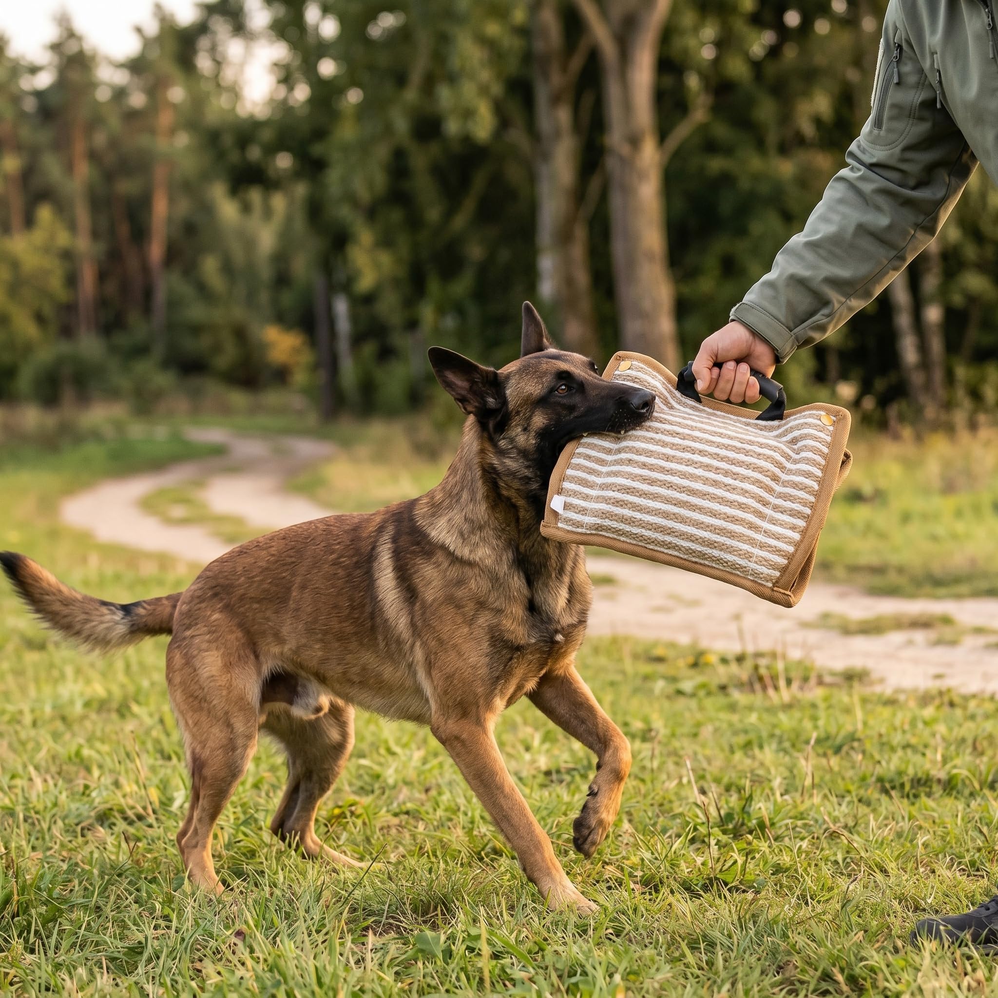 Hundebiss-Trainingskissen aus Jute mit Griffen, Reißfestes Interaktives Spielzeug, Ideal für Hundebiss-Training und Spielen