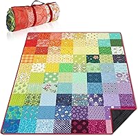 Vista 30 de Manta de picnic extra grande impermeable plegable (60 x 80 pulgadas), manta de playa impermeable a prueba de arena, 3 capas para el aire libre