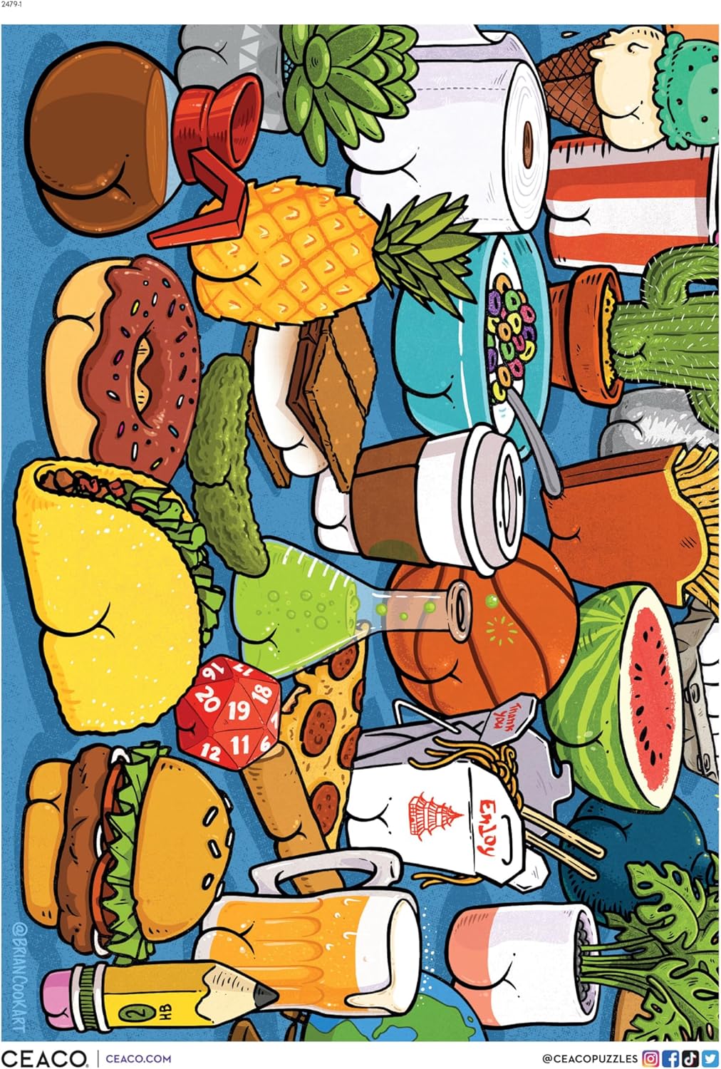 Ceaco - Brian Cook - Butts on Things - 500 Piece Jigsaw Puzzle - Colorful Puzzle for Adults – Precision-Cut Pieces, Beautiful Artwork, and Hours of Relaxing Fun