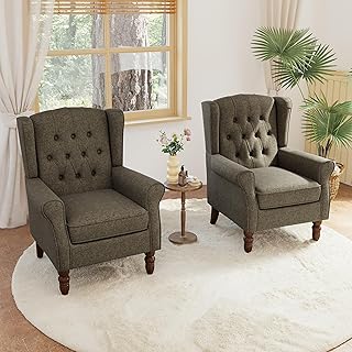 Lumibee High Back Accent Chair Set of 2,Upholstered Wingback Armchair wi...